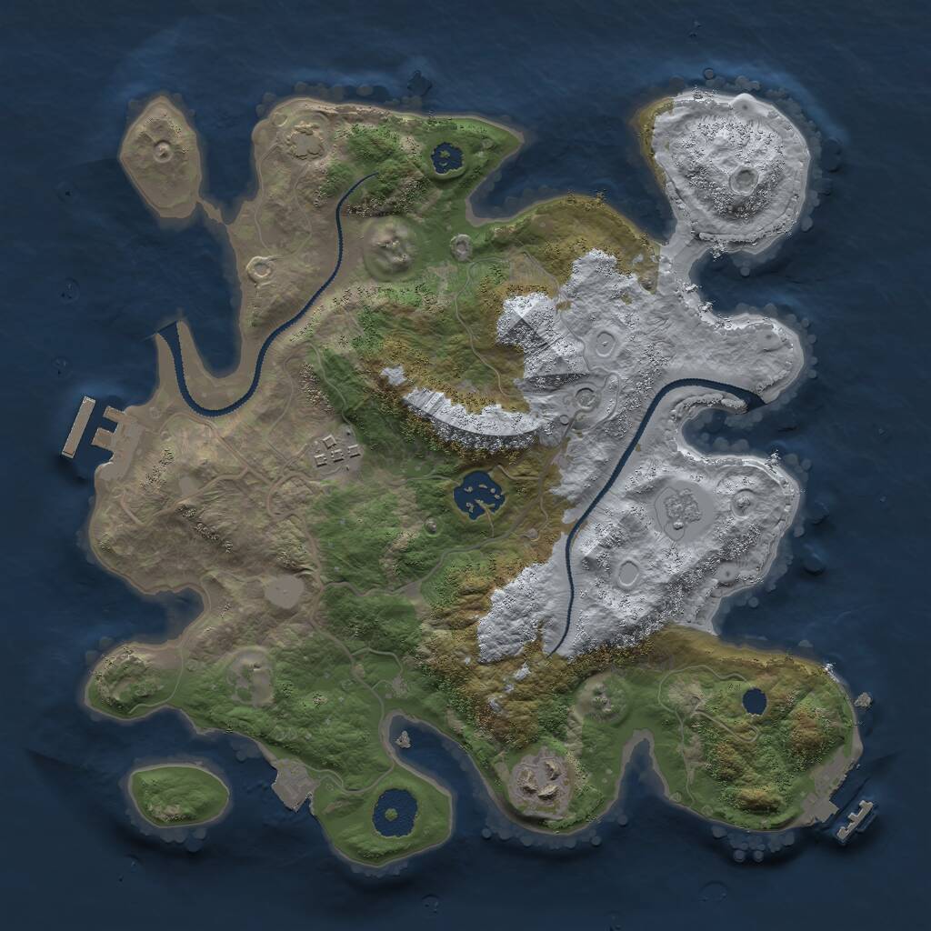 Rust Map: Procedural Map, Size: 3000, Seed: 761206, 9 Monuments
