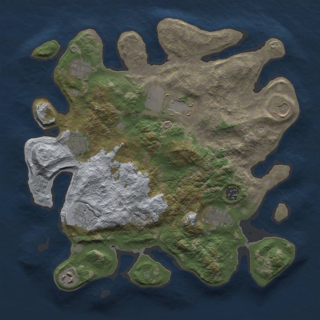 Rust Map: Barren, Size: 3500, Seed: 110, 12 Monuments