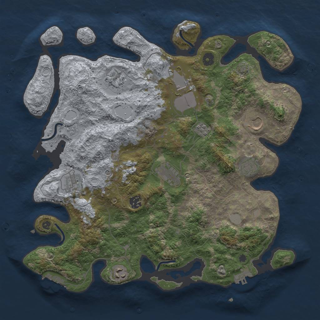 Rust Map: Procedural Map, Size: 3800, Seed: 87449, 17 Monuments