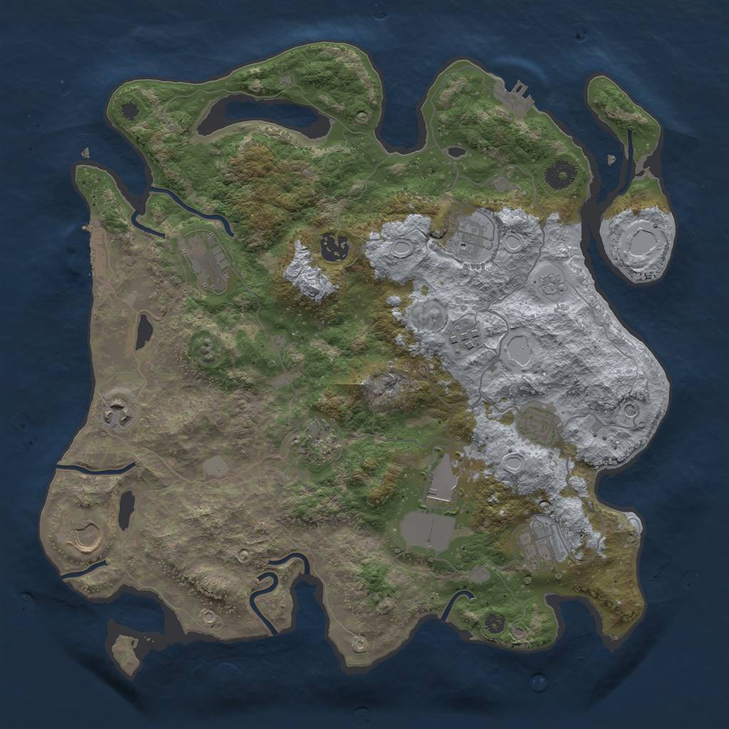 Rust Map: Procedural Map, Size: 3700, Seed: 551490, 17 Monuments