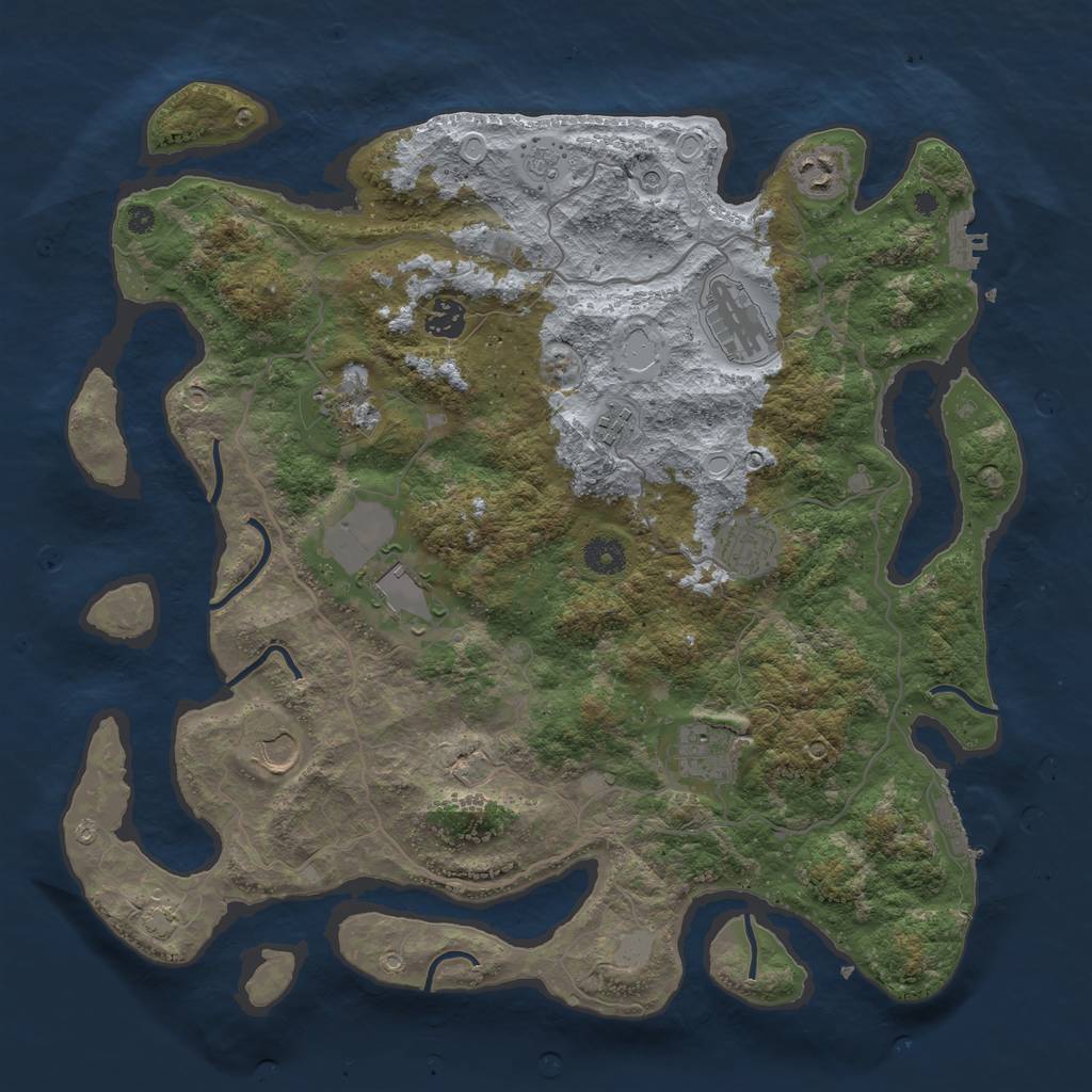 Rust Map: Procedural Map, Size: 4000, Seed: 467093, 17 Monuments