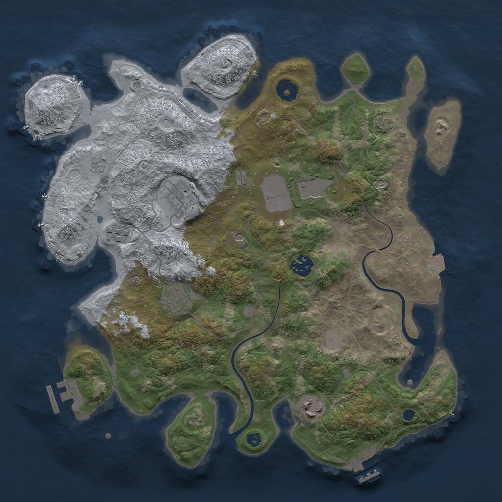 Rust Map: Procedural Map, Size: 3500, Seed: 627, 12 Monuments