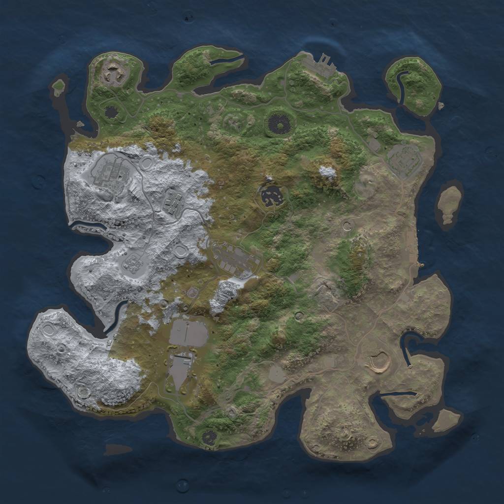 Rust Map: Procedural Map, Size: 3500, Seed: 128014, 15 Monuments