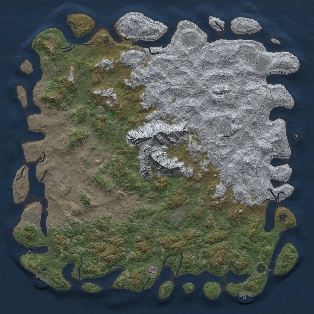 Rust Map: Procedural Map, Size: 6000, Seed: 1234567890, 19 Monuments