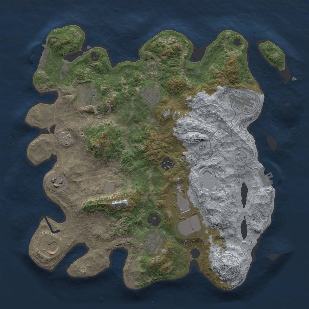 Rust Map: Procedural Map, Size: 3550, Seed: 544505, 16 Monuments