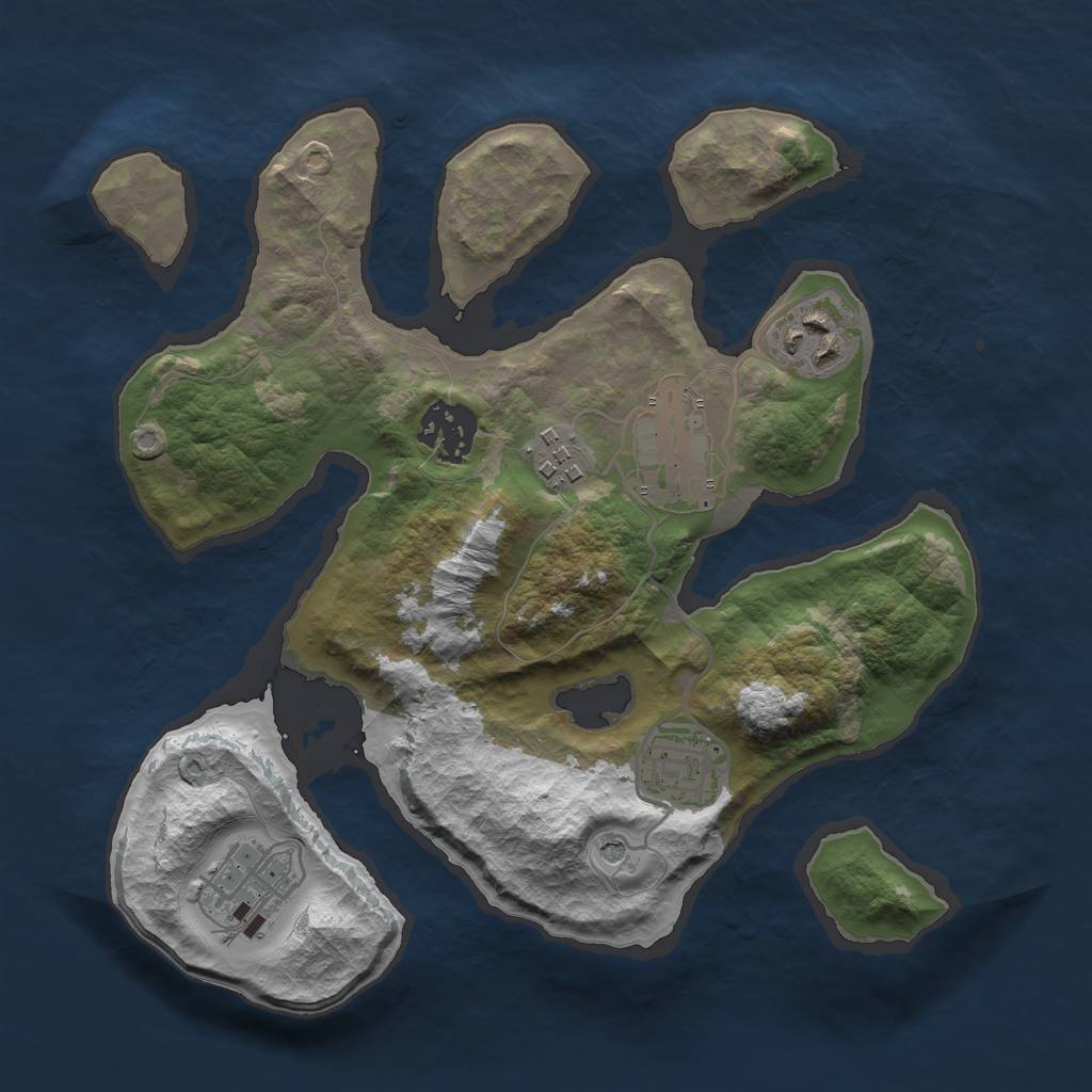Rust Map: Barren, Size: 2750, Seed: 2147483647, 9 Monuments