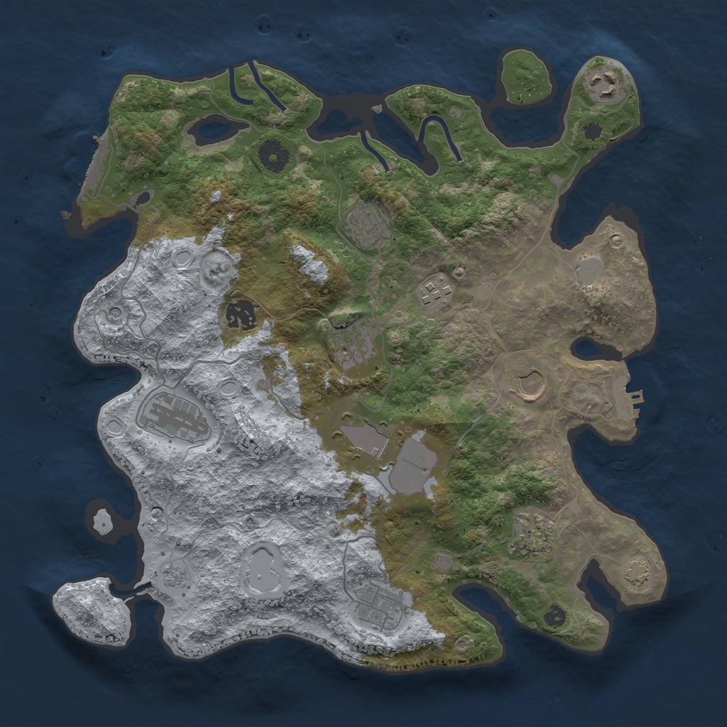 Rust Map: Procedural Map, Size: 3550, Seed: 553427, 18 Monuments