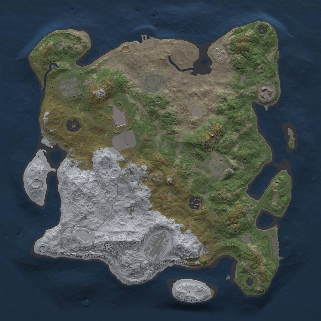 Rust Map: Procedural Map, Size: 3500, Seed: 2703, 15 Monuments
