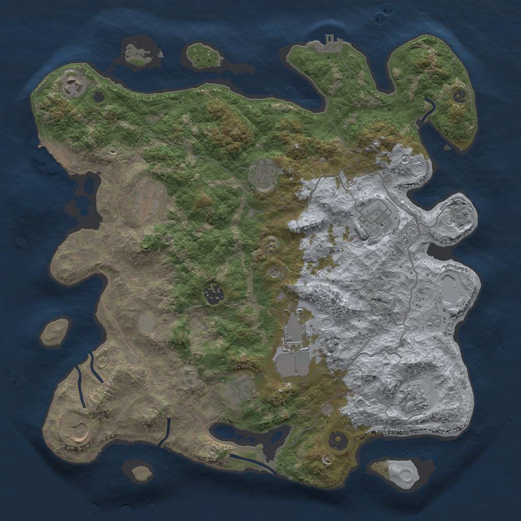 Rust Map: Procedural Map, Size: 4000, Seed: 626913267, 17 Monuments