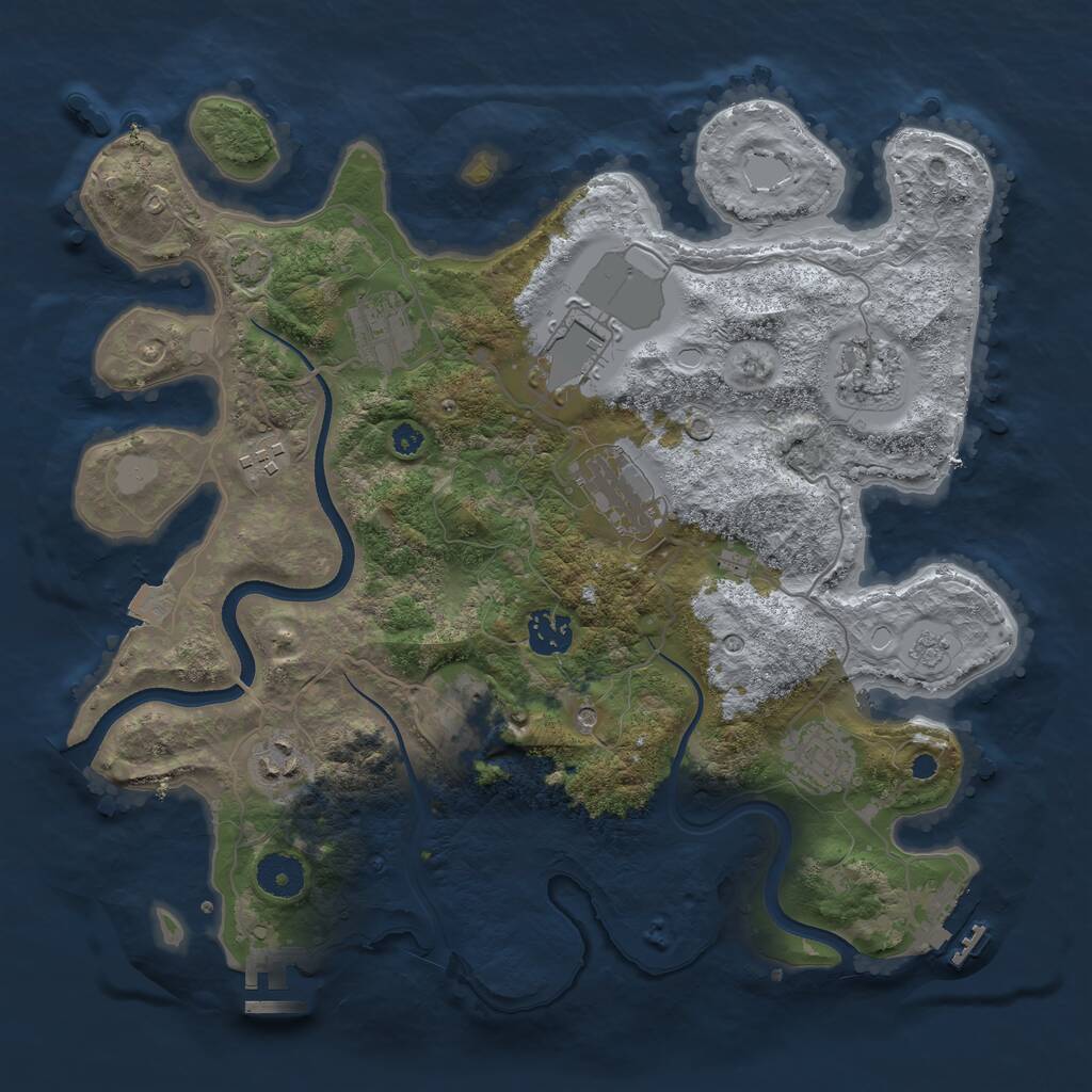 Rust Map: Procedural Map, Size: 3550, Seed: 585740, 15 Monuments