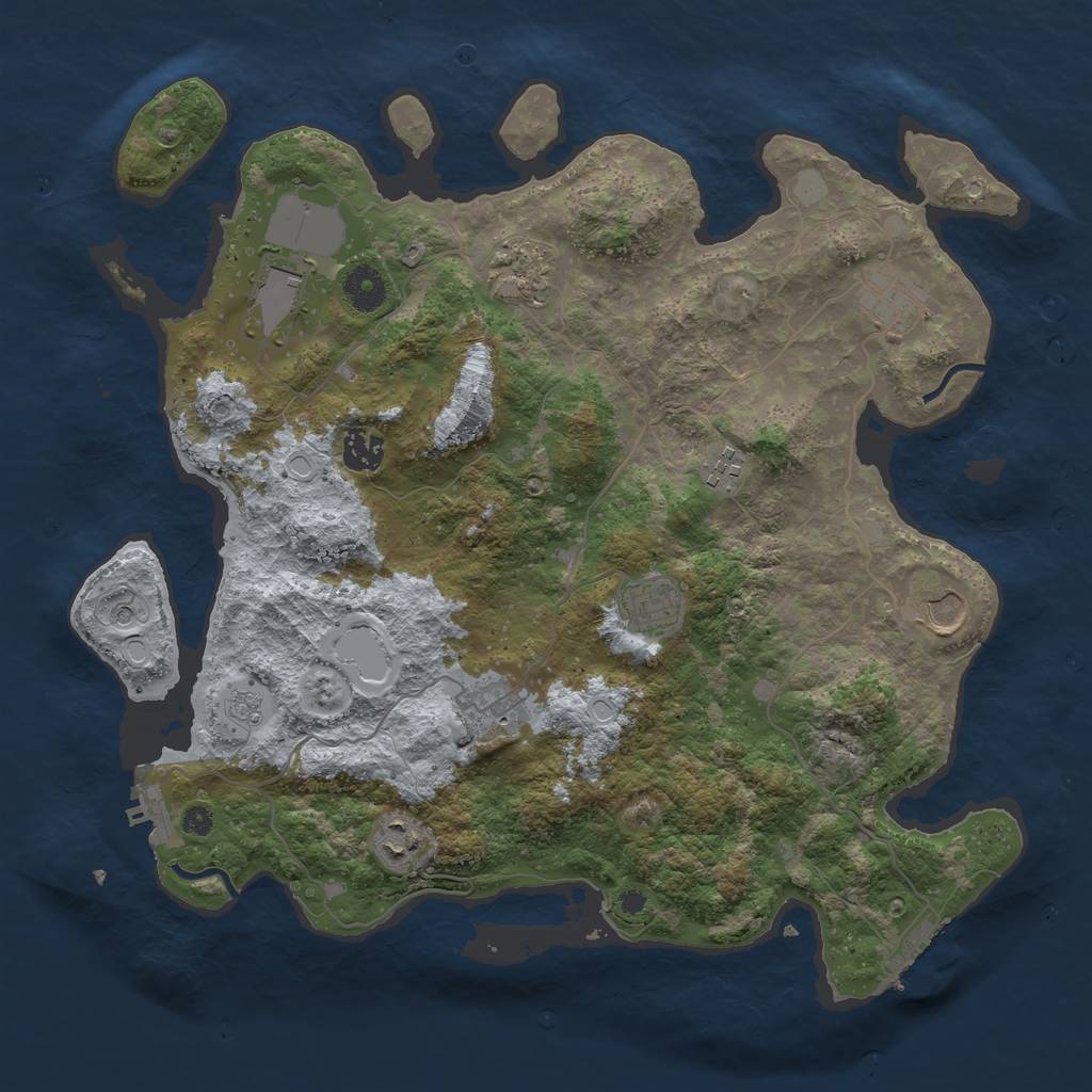 Rust Map: Procedural Map, Size: 3800, Seed: 33212545, 16 Monuments