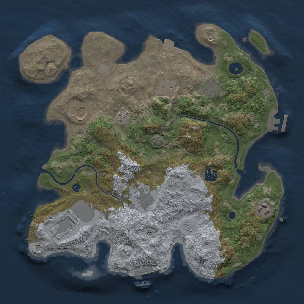 Rust Map: Procedural Map, Size: 3500, Seed: 4125525, 14 Monuments