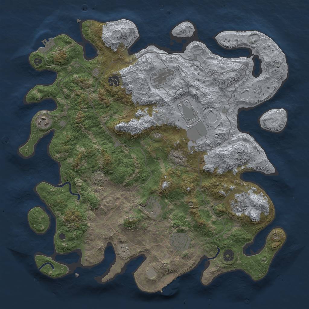 Rust Map: Procedural Map, Size: 4000, Seed: 921026, 16 Monuments
