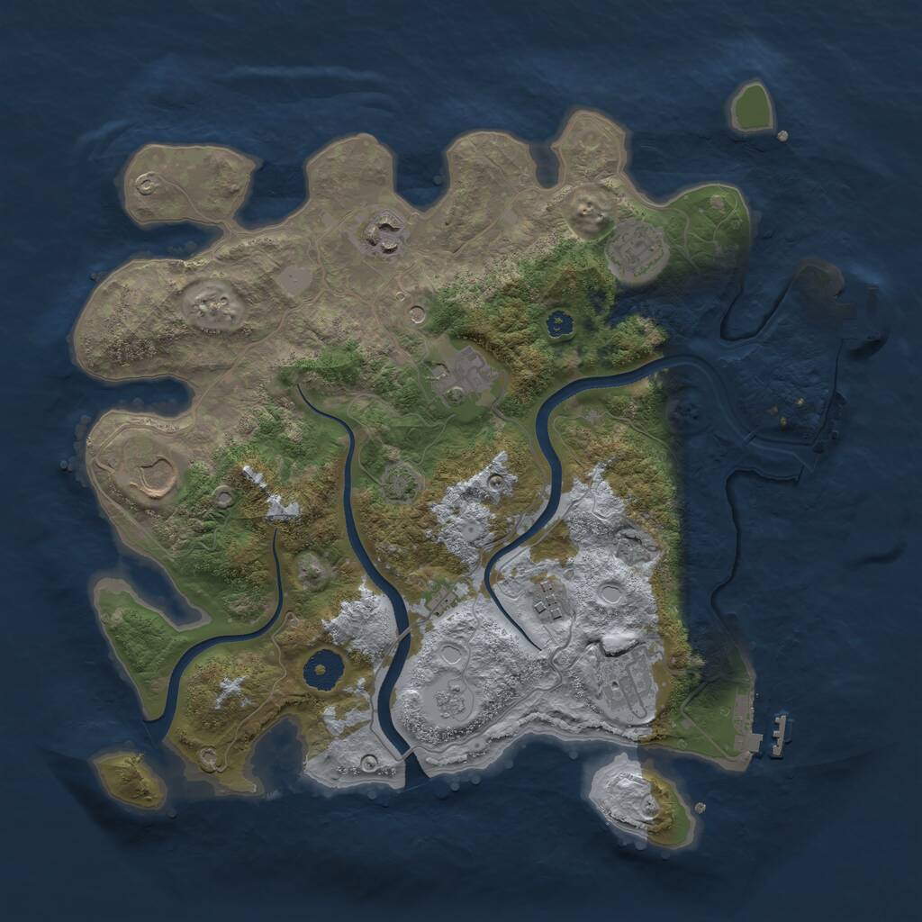 Rust Map: Procedural Map, Size: 3500, Seed: 702380609, 12 Monuments
