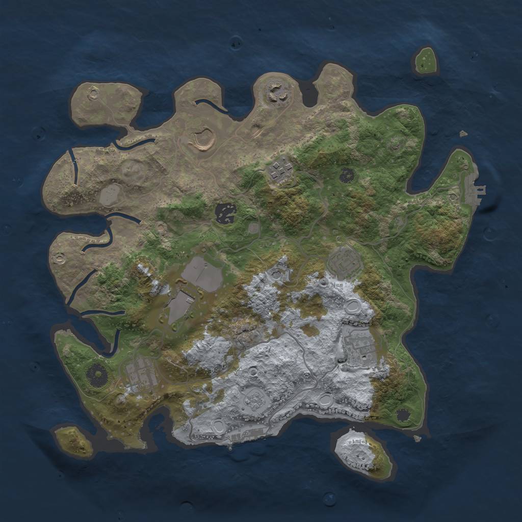 Rust Map: Procedural Map, Size: 3500, Seed: 702380609, 15 Monuments