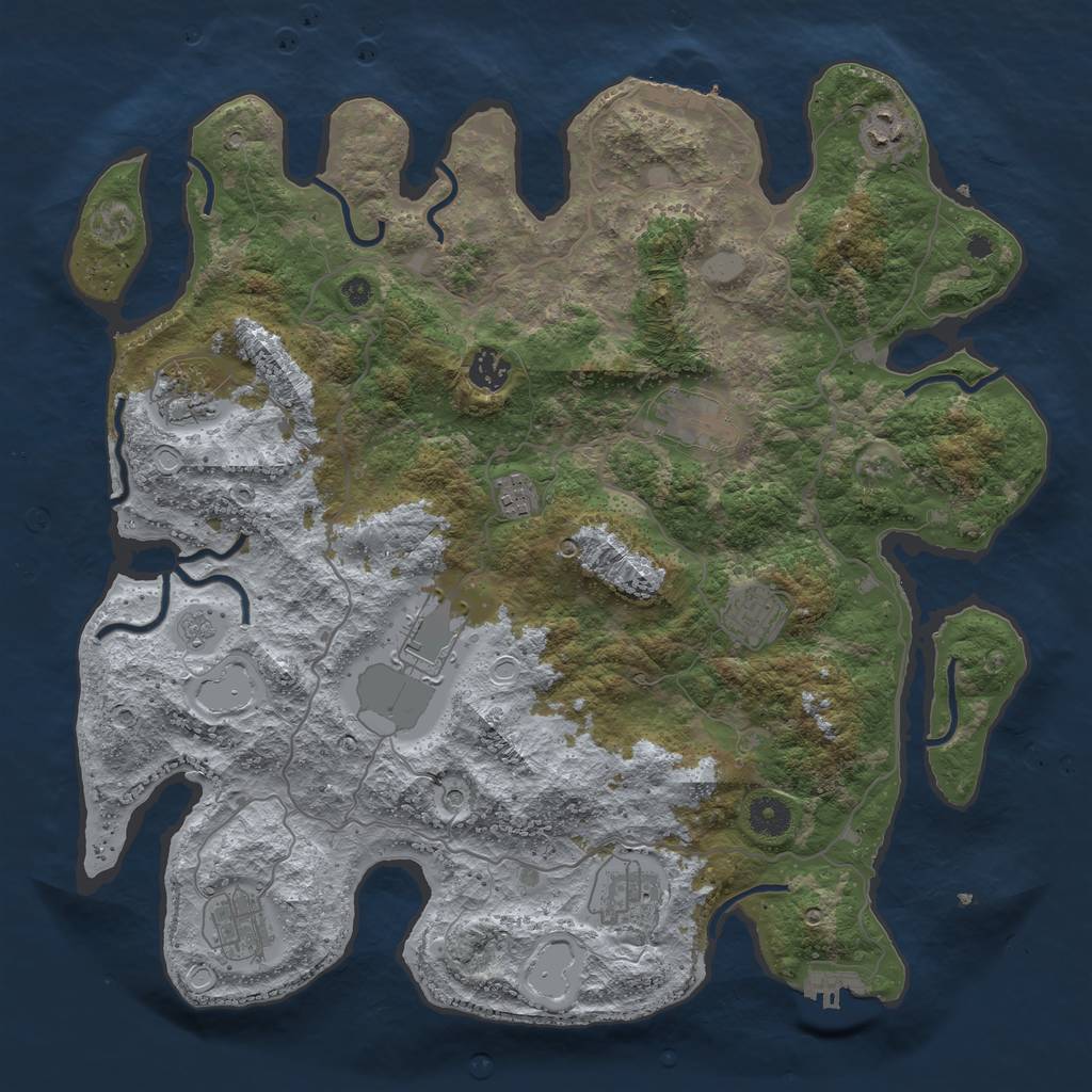 Rust Map: Procedural Map, Size: 4000, Seed: 6000, 16 Monuments