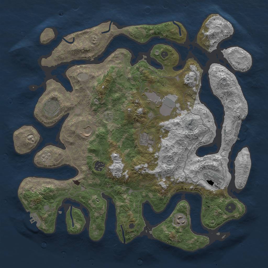 Rust Map: Procedural Map, Size: 4000, Seed: 233353, 16 Monuments