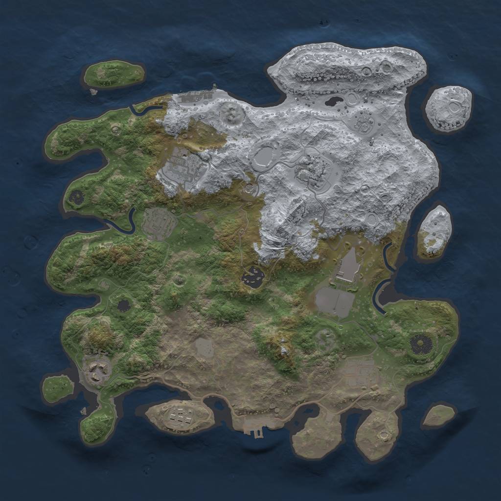 Rust Map: Procedural Map, Size: 3500, Seed: 893853373, 15 Monuments