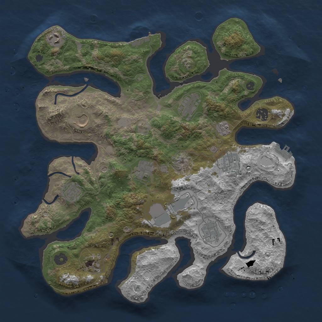 Rust Map: Procedural Map, Size: 3800, Seed: 1237288073, 19 Monuments