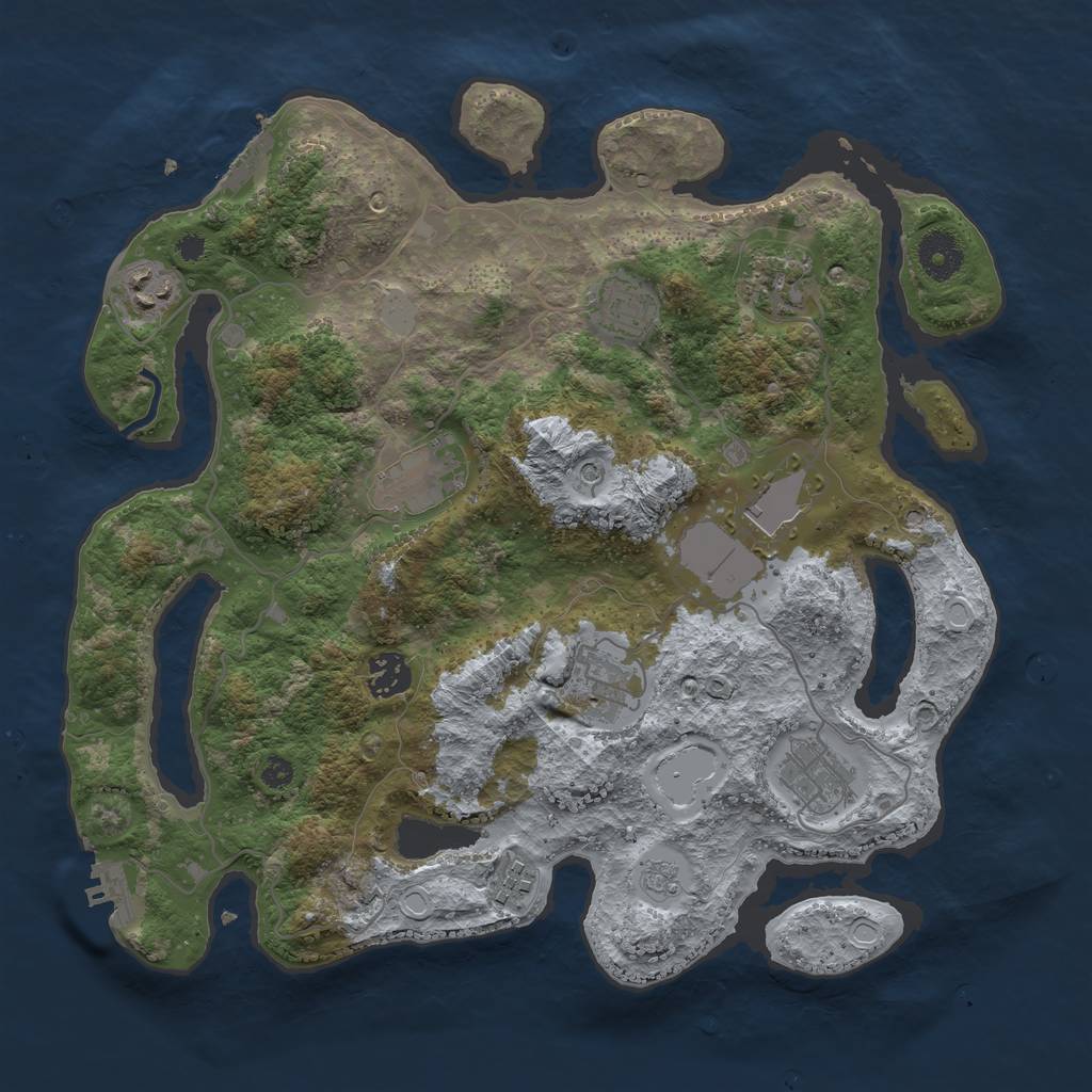 Rust Map: Procedural Map, Size: 3550, Seed: 855853, 16 Monuments