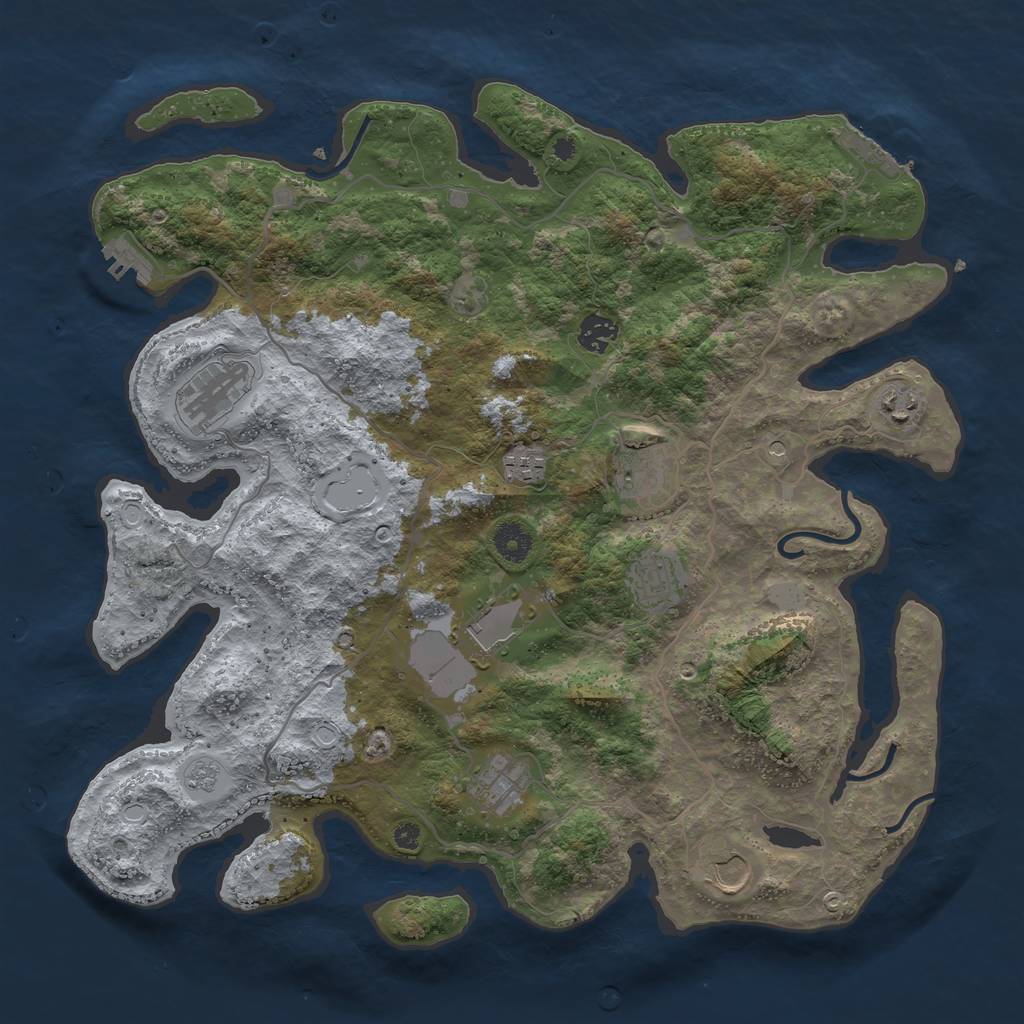 Rust Map: Procedural Map, Size: 4000, Seed: 185362, 16 Monuments