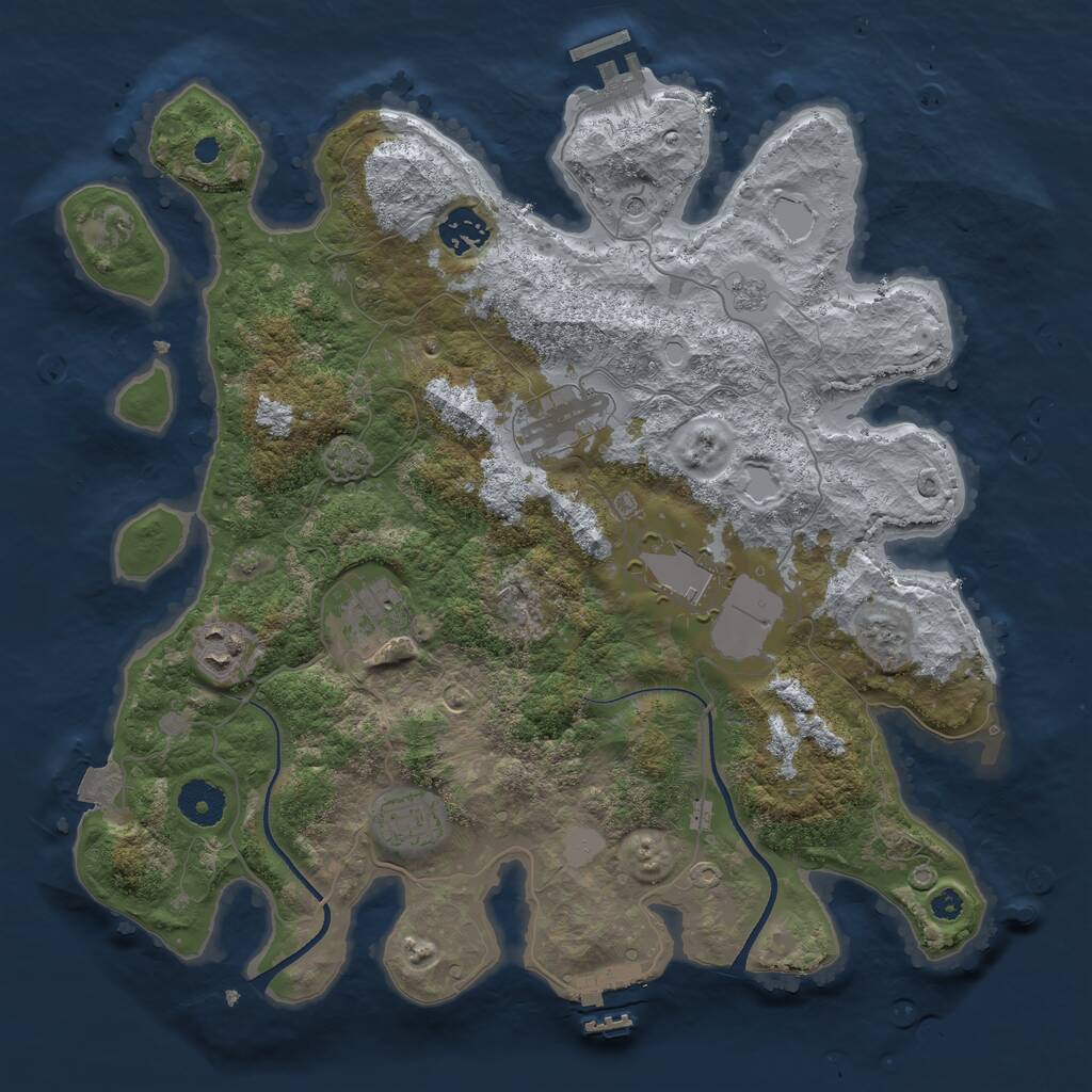 Rust Map: Procedural Map, Size: 3550, Seed: 885300, 12 Monuments