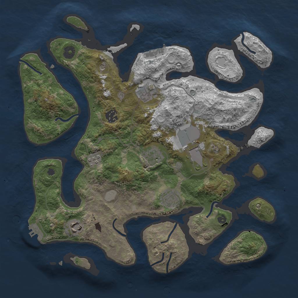 Rust Map: Procedural Map, Size: 3550, Seed: 99028, 15 Monuments