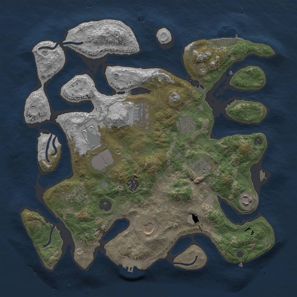 Rust Map: Procedural Map, Size: 3550, Seed: 489937, 16 Monuments