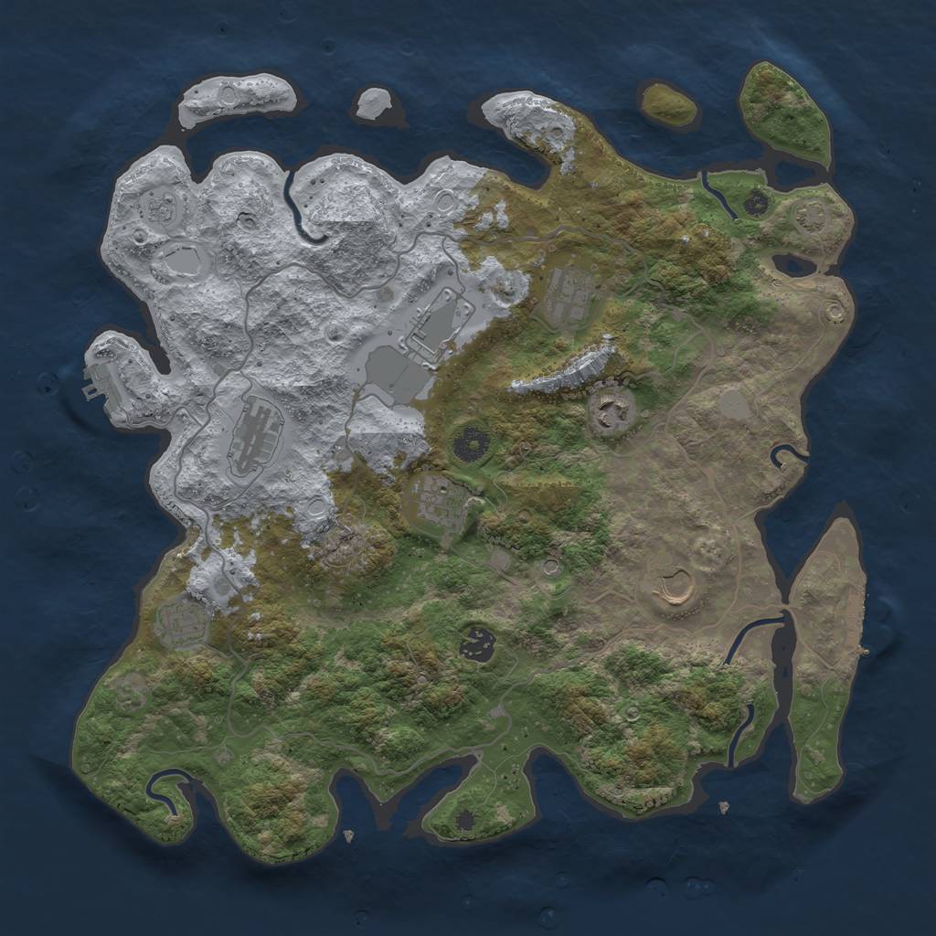 Rust Map: Procedural Map, Size: 4000, Seed: 308115, 16 Monuments