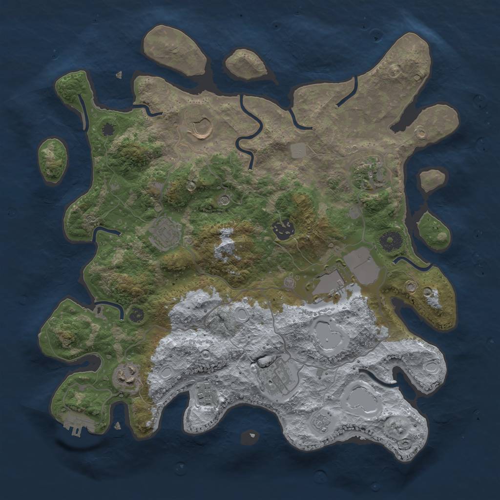 Rust Map: Procedural Map, Size: 3500, Seed: 6699552, 14 Monuments