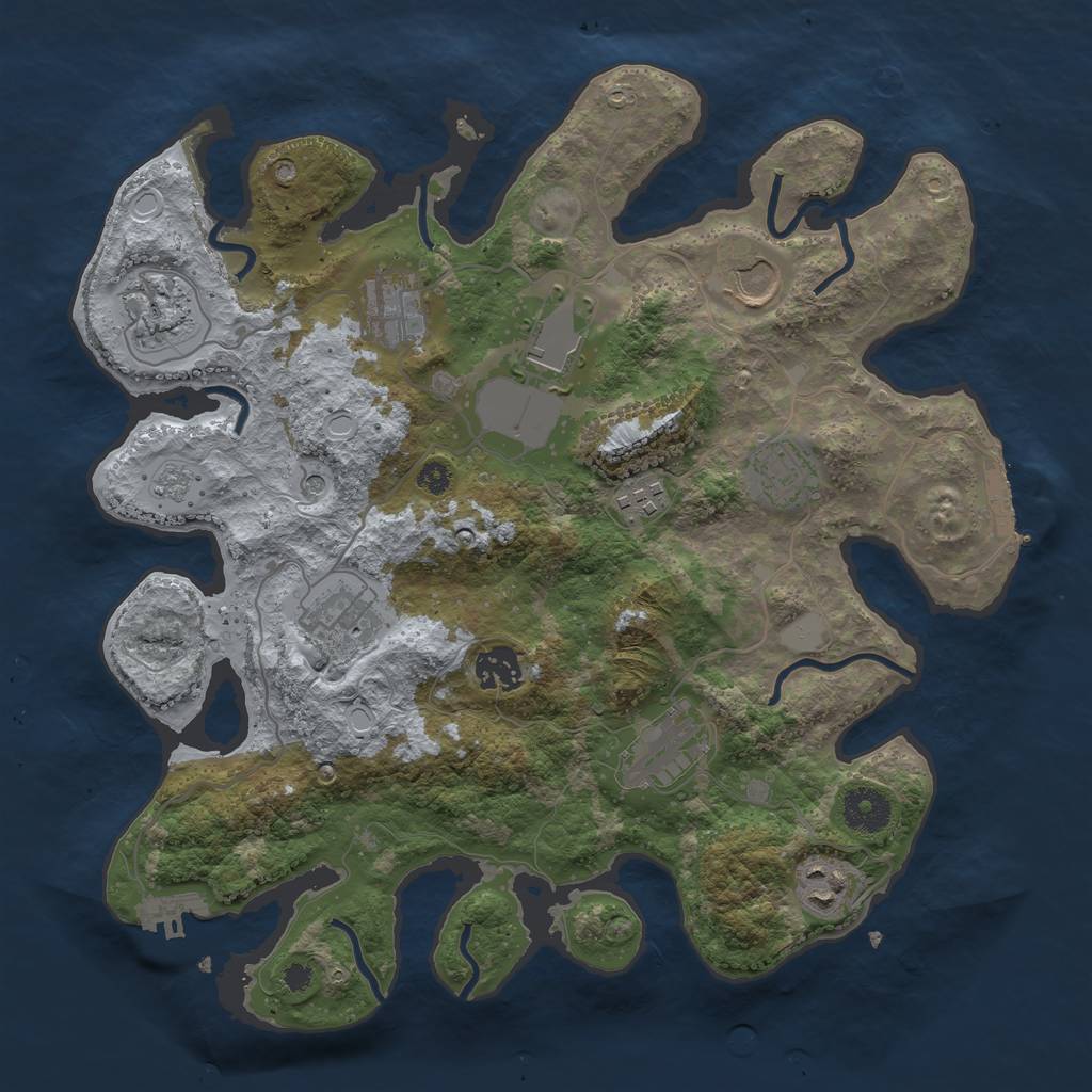 Rust Map: Procedural Map, Size: 3500, Seed: 829518, 17 Monuments
