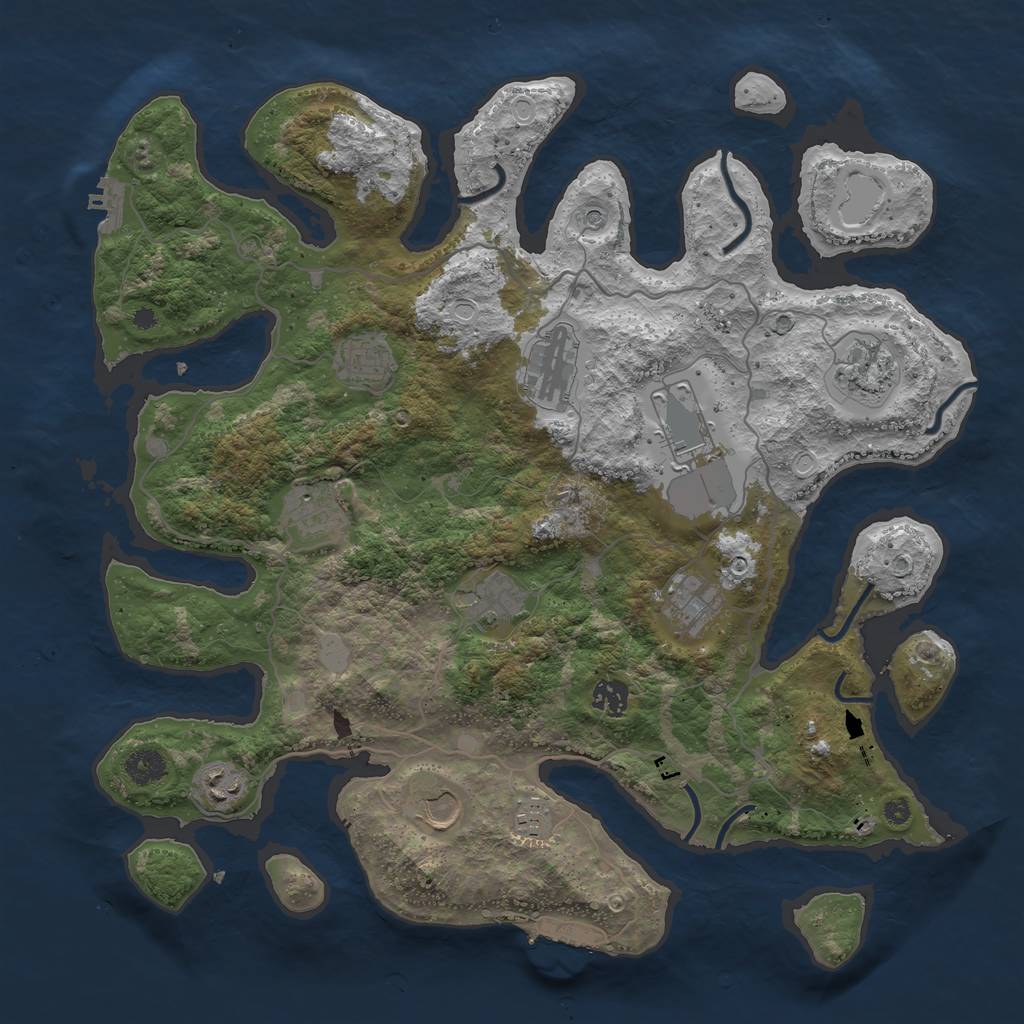 Rust Map: Procedural Map, Size: 4050, Seed: 801515091, 19 Monuments