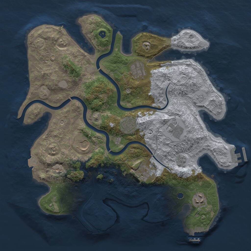 Rust Map: Procedural Map, Size: 3550, Seed: 868652, 13 Monuments