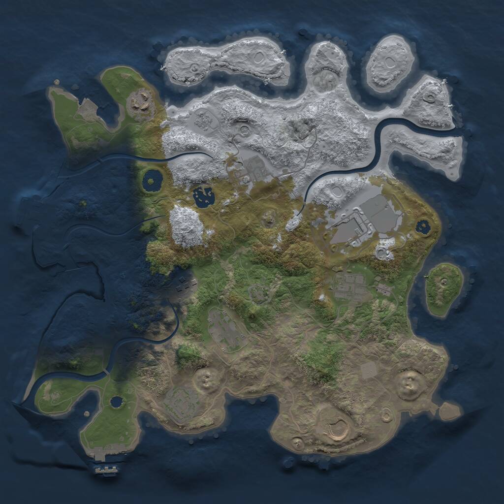 Rust Map: Procedural Map, Size: 3500, Seed: 1328516089, 15 Monuments