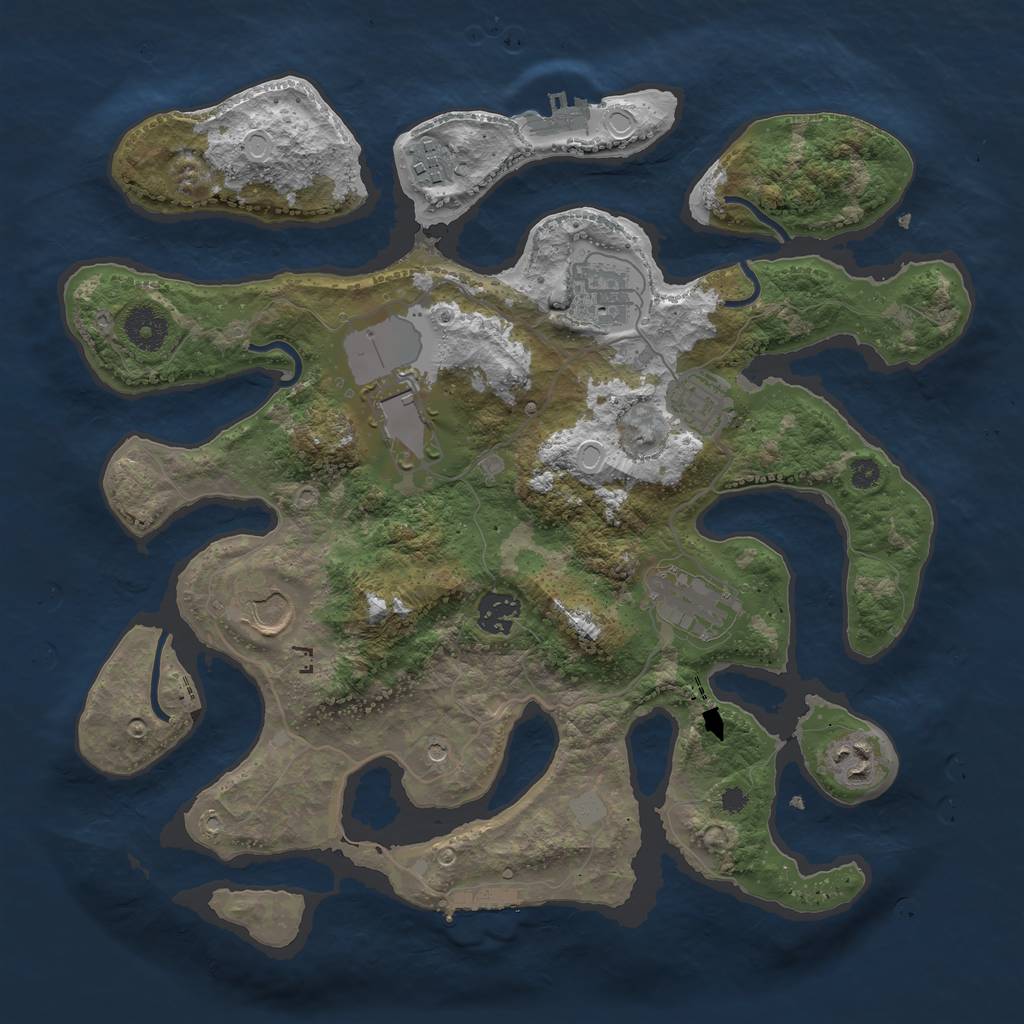 Rust Map: Procedural Map, Size: 3550, Seed: 129306, 16 Monuments