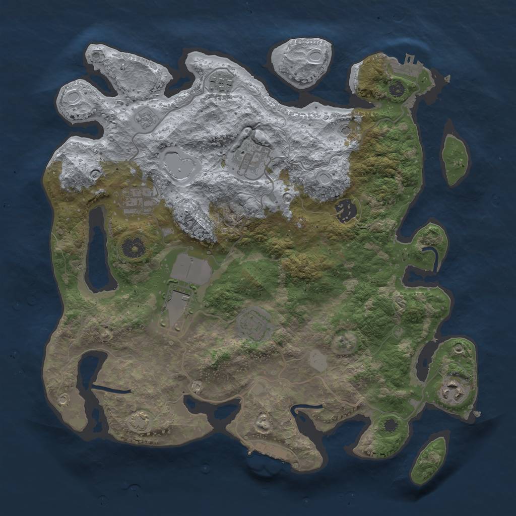 Rust Map: Procedural Map, Size: 3500, Seed: 1016604890, 15 Monuments