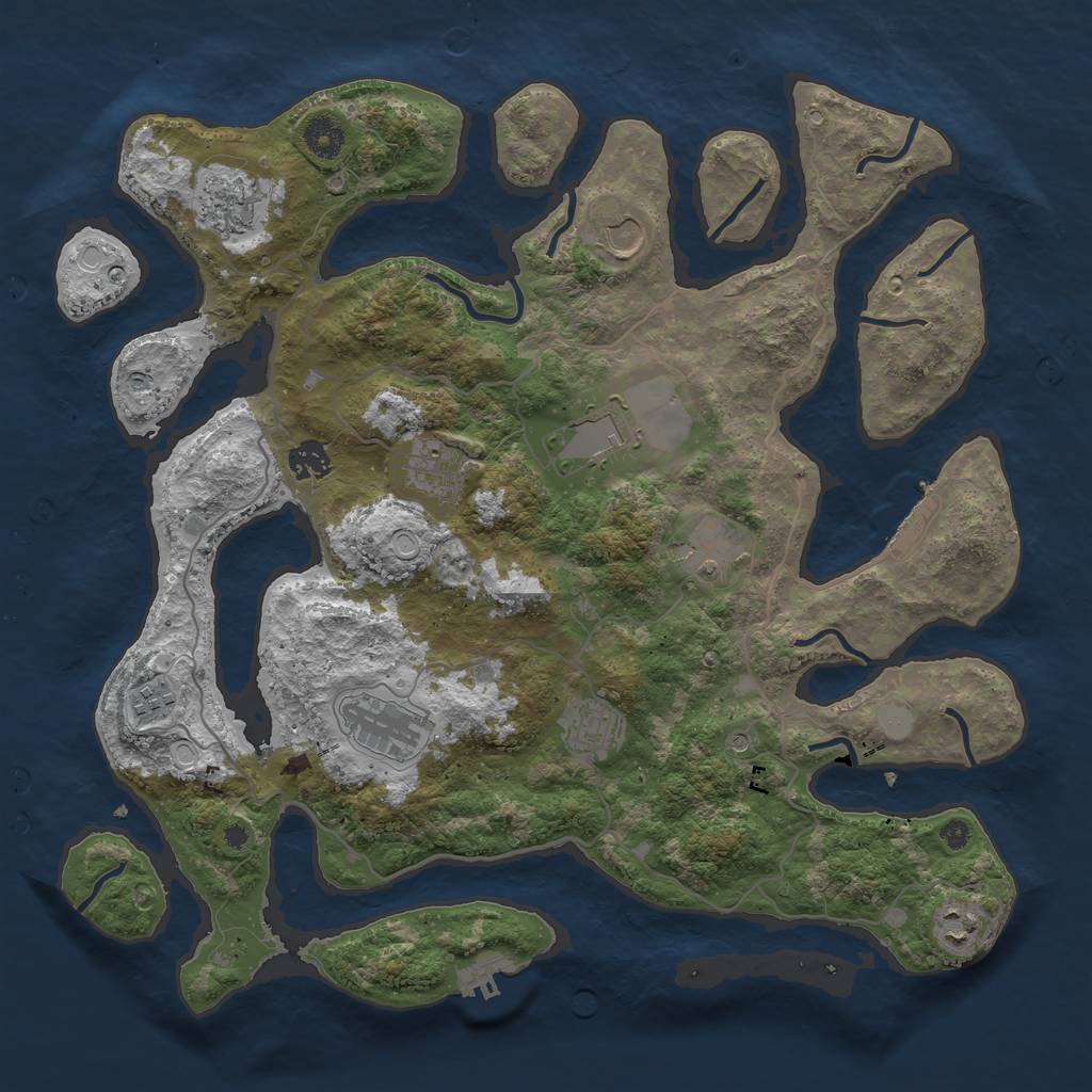 Rust Map: Procedural Map, Size: 4000, Seed: 595601, 18 Monuments