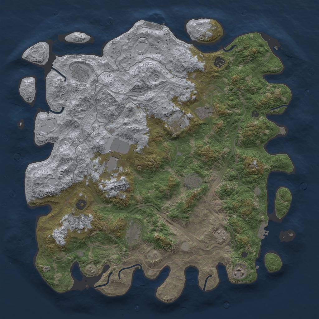 Rust Map: Procedural Map, Size: 4500, Seed: 1259653204, 17 Monuments