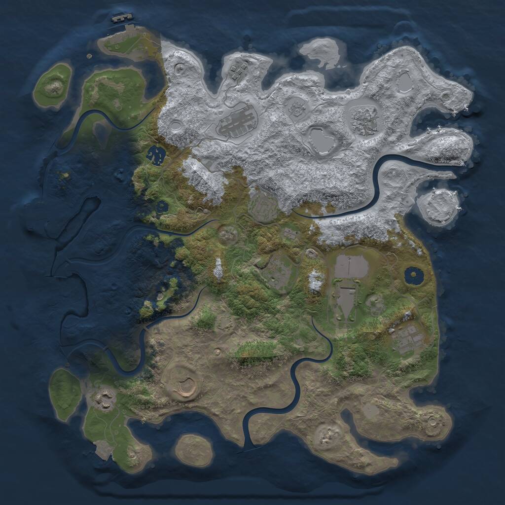 Rust Map: Procedural Map, Size: 3950, Seed: 787862343, 16 Monuments