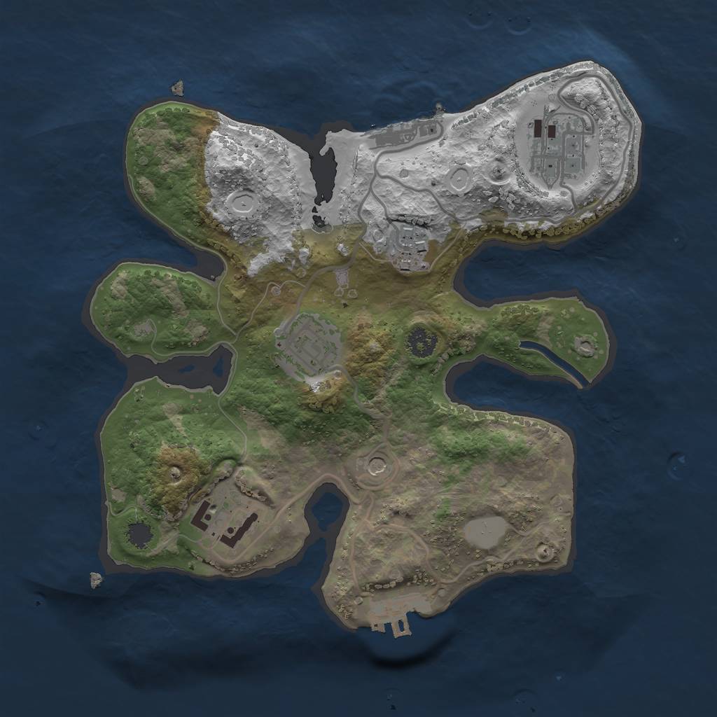 Rust Map: Procedural Map, Size: 2500, Seed: 3381098, 12 Monuments