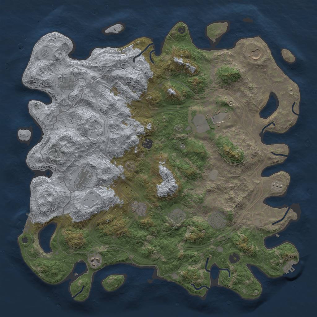 Rust Map: Procedural Map, Size: 4500, Seed: 693266610, 17 Monuments