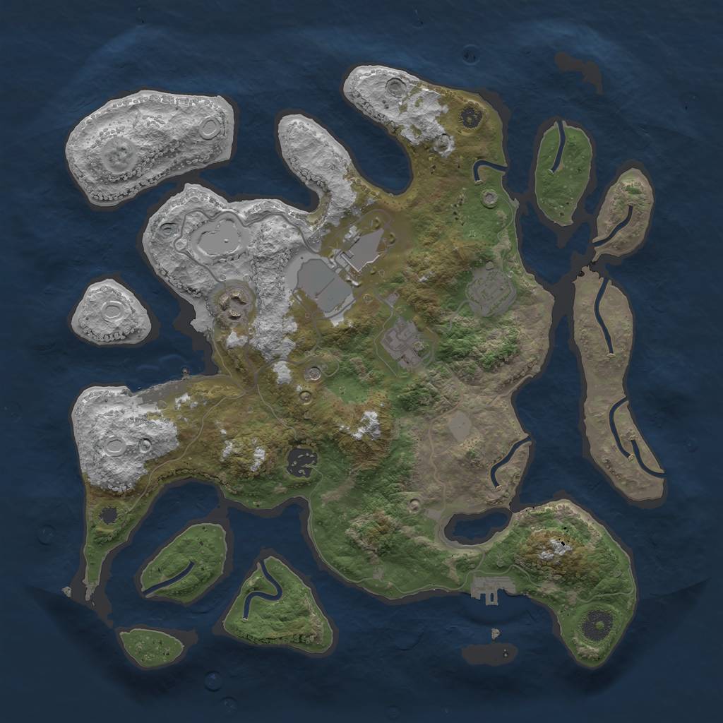 Rust Map: Procedural Map, Size: 3550, Seed: 305205, 13 Monuments