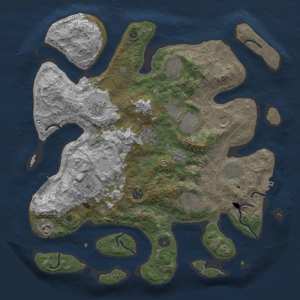 Rust Map: Procedural Map, Size: 4000, Seed: 1320406127, 19 Monuments