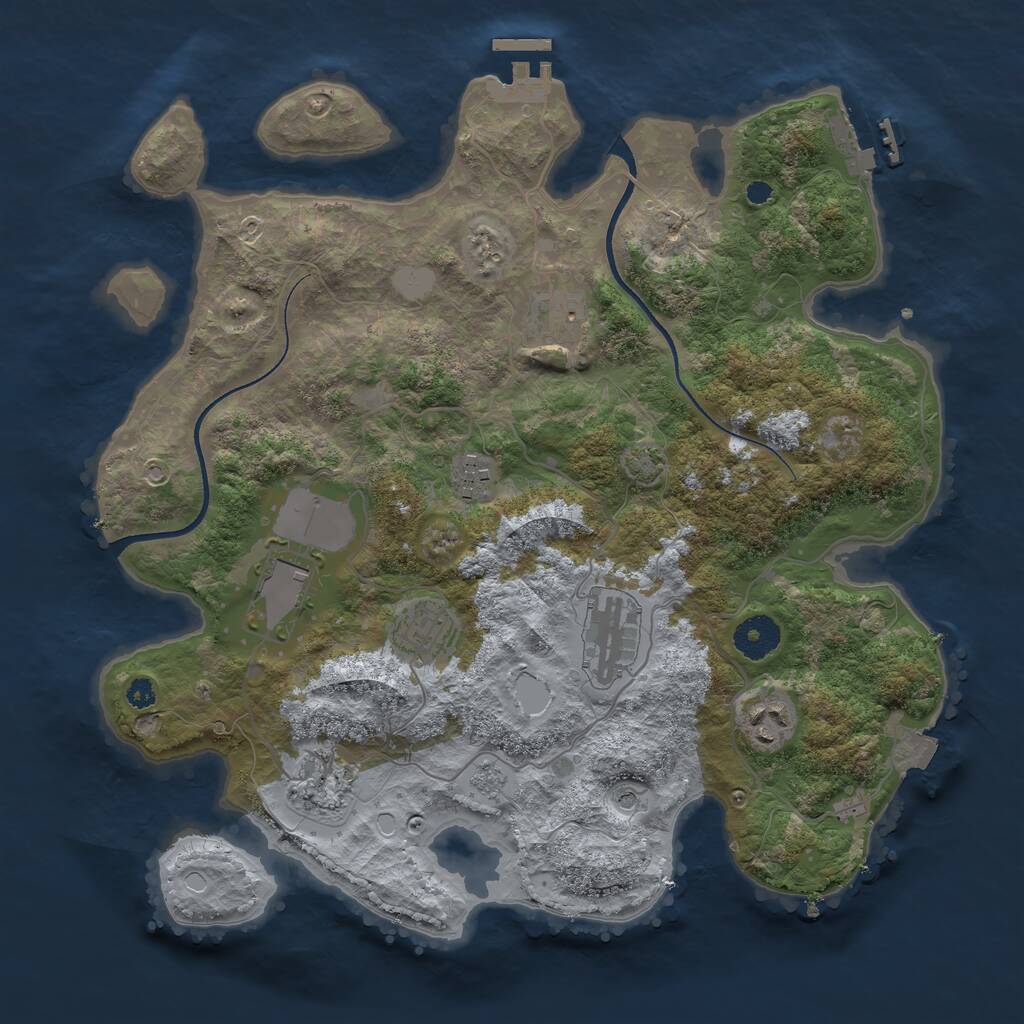 Rust Map: Procedural Map, Size: 3500, Seed: 116243966, 13 Monuments
