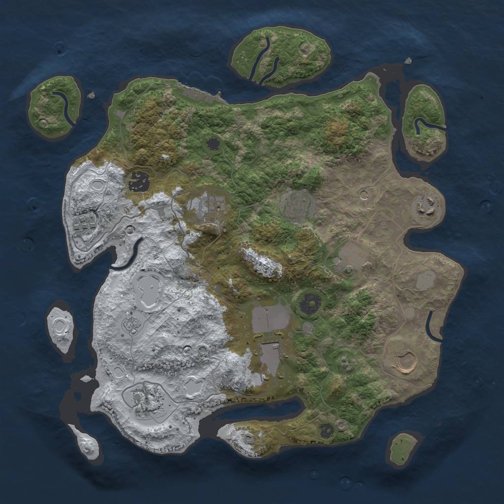 Rust Map: Procedural Map, Size: 3500, Seed: 1494039406, 17 Monuments