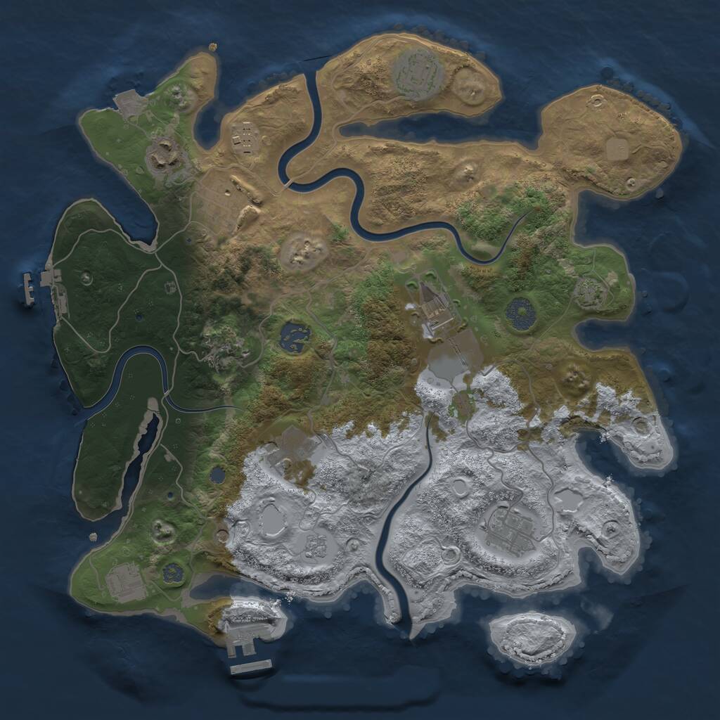 Rust Map: Procedural Map, Size: 3500, Seed: 178, 17 Monuments
