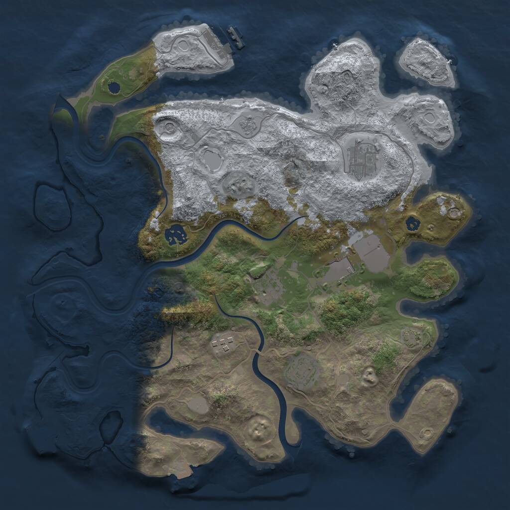 Rust Map: Procedural Map, Size: 3550, Seed: 89334, 12 Monuments