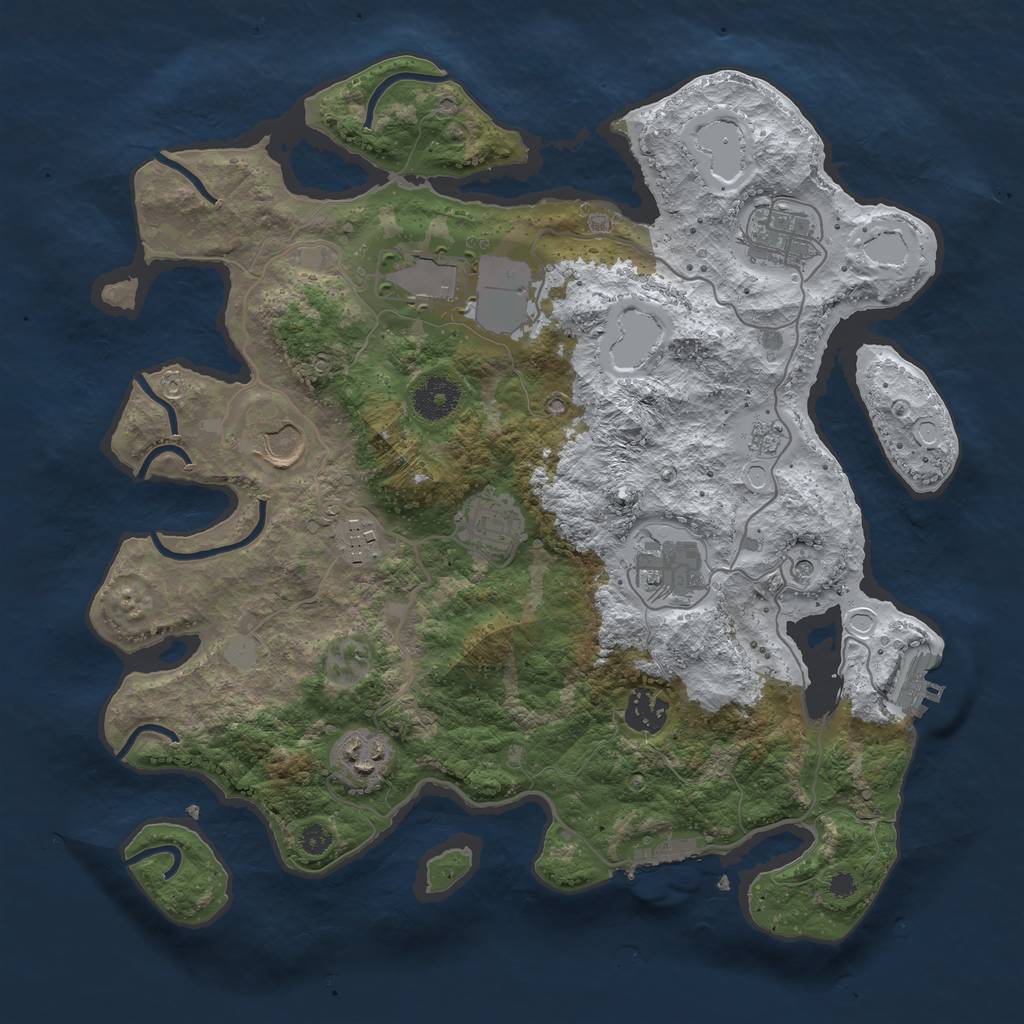 Rust Map: Procedural Map, Size: 3500, Seed: 102, 17 Monuments