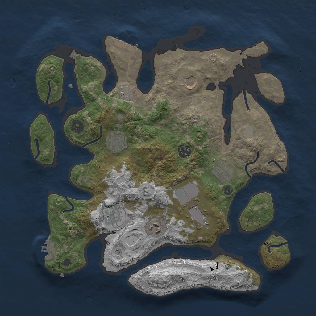 Rust Map: Procedural Map, Size: 3550, Seed: 753036, 16 Monuments