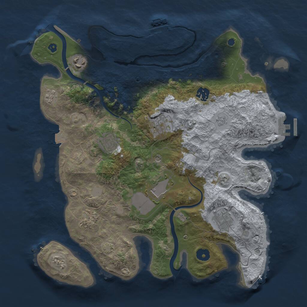 Rust Map: Procedural Map, Size: 3500, Seed: 2068793409, 14 Monuments